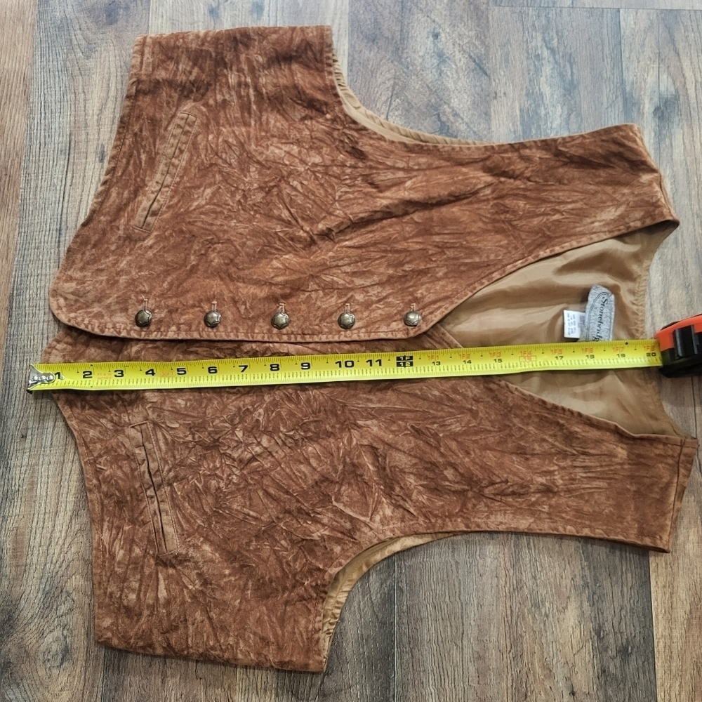 Vintage Women's Stonebridge Brown Faux Suede Buttondown Vest Size 16 - Picture 7 of 8